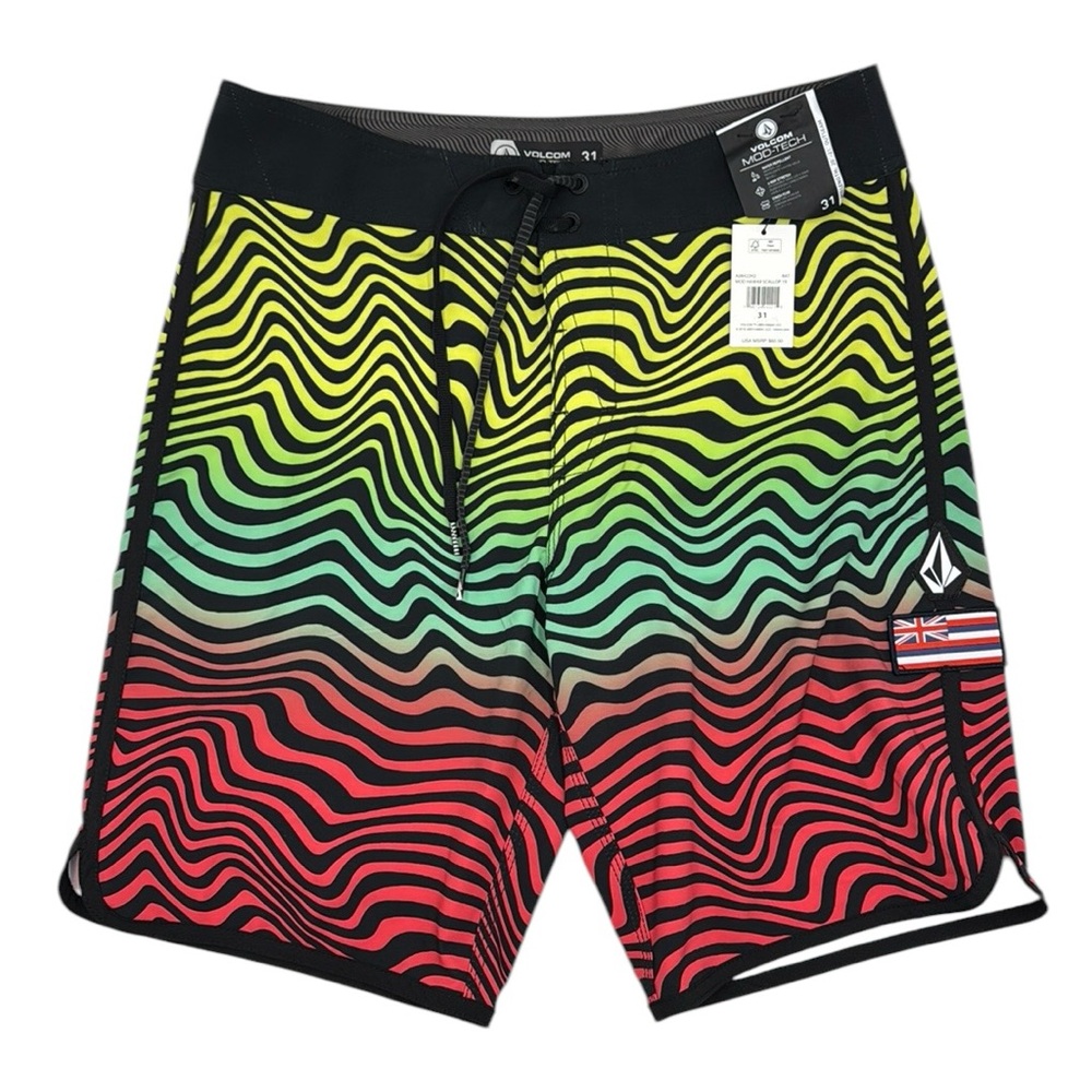 Volcom Hawaii Scallop 19 Mod-Tech Boardshorts Swim Trunks Size 31